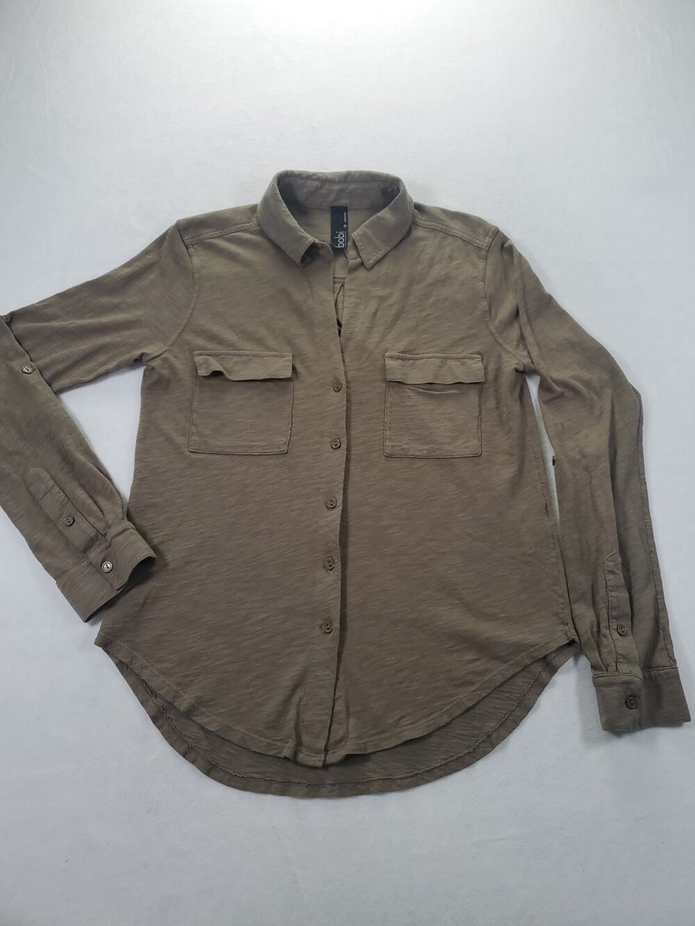 bobi Button Up Shirt Womens Medium Brownish-Green